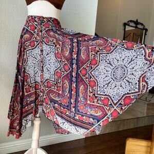 ANGIE Boho Mandala Handkerchief Maxi Skirt